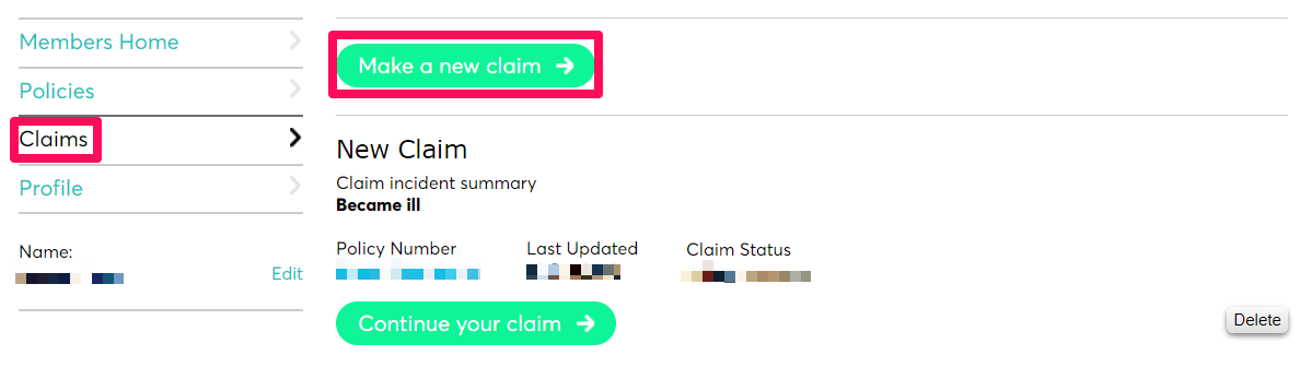 You can make a new claim when you login